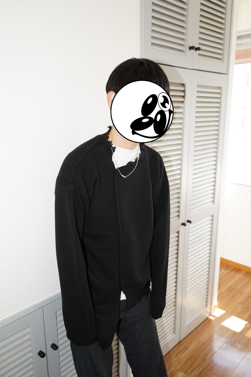 kudos DAMAGED KNIT SWEATER / GRAY