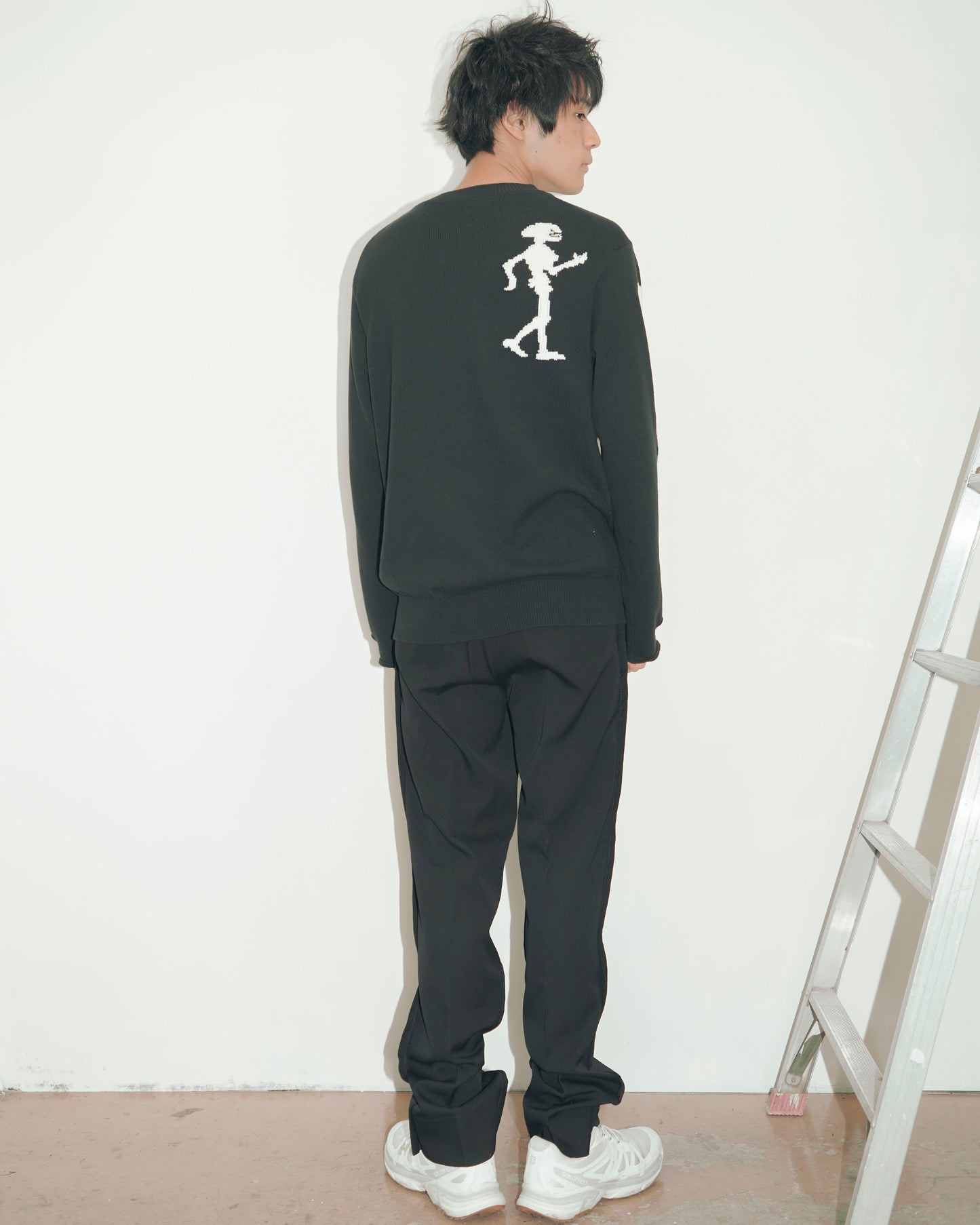 SKELETON KNIT PULLOVER / BLACK