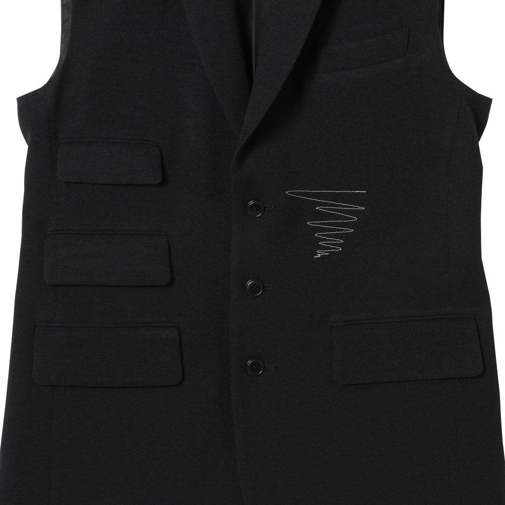 COVER STITCH TAILOR VEST / BLACK